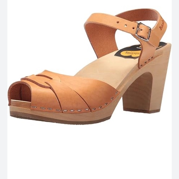 Swedish Hasbeens Toffel Women's Tan Leather Peep Toe Sandals Size 36 - Picture 15 of 15